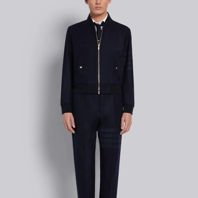 THOM BROWNE Tonal 4 Bar Flannel Blouson Jacket-2