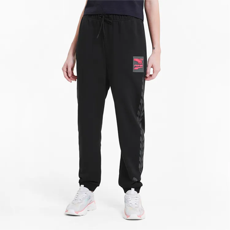 PUMA Knitted Sweatpants Women's Black Red-3