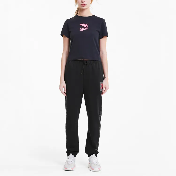 PUMA Knitted Sweatpants Women's Black Red-4