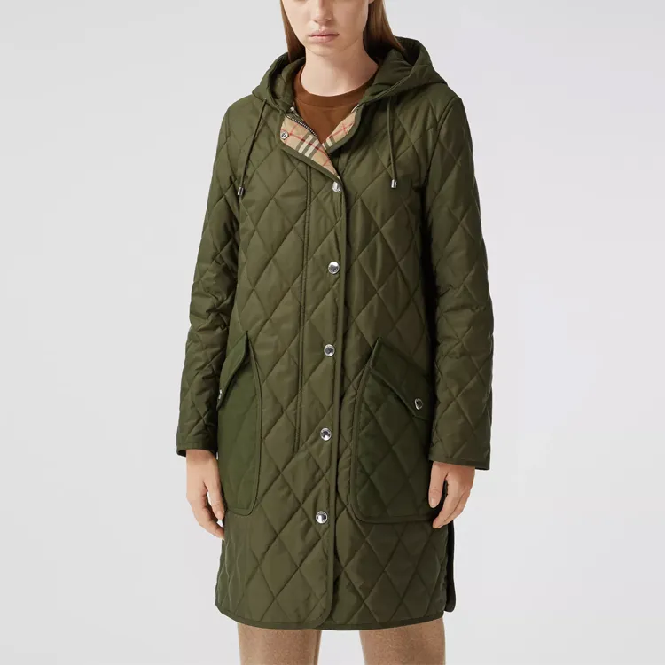 Burberry Coats Women's Army Green-4
