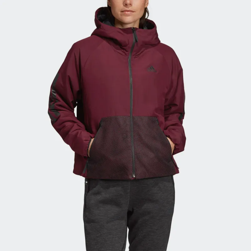 Adidas Puffer Jackets Women's Dark Reddish Purple-3