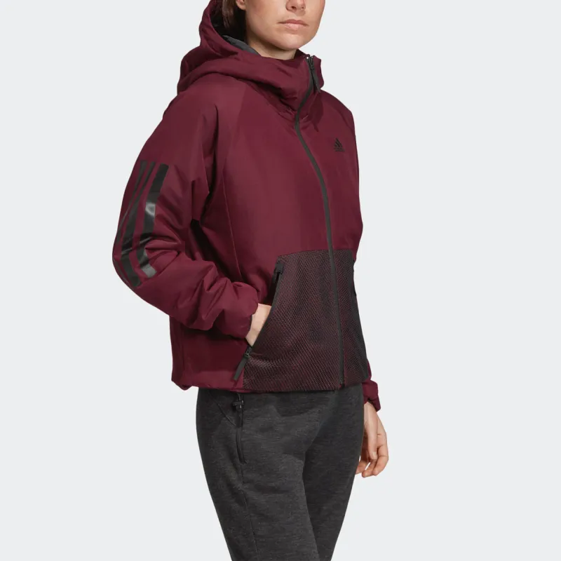 Adidas Puffer Jackets Women's Dark Reddish Purple-4