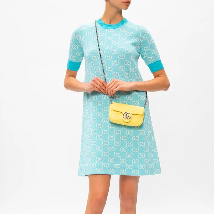 GUCCI Short Sleeved Dresses Women's Light Blue-2
