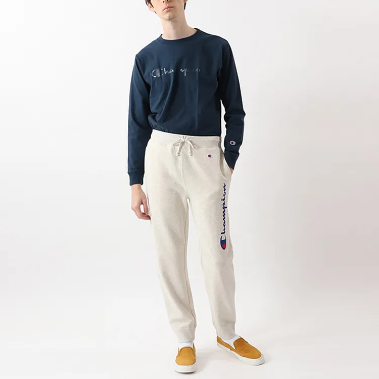 Champion Straight Sports Pants Japan Version Unisex Oatmeal White-3