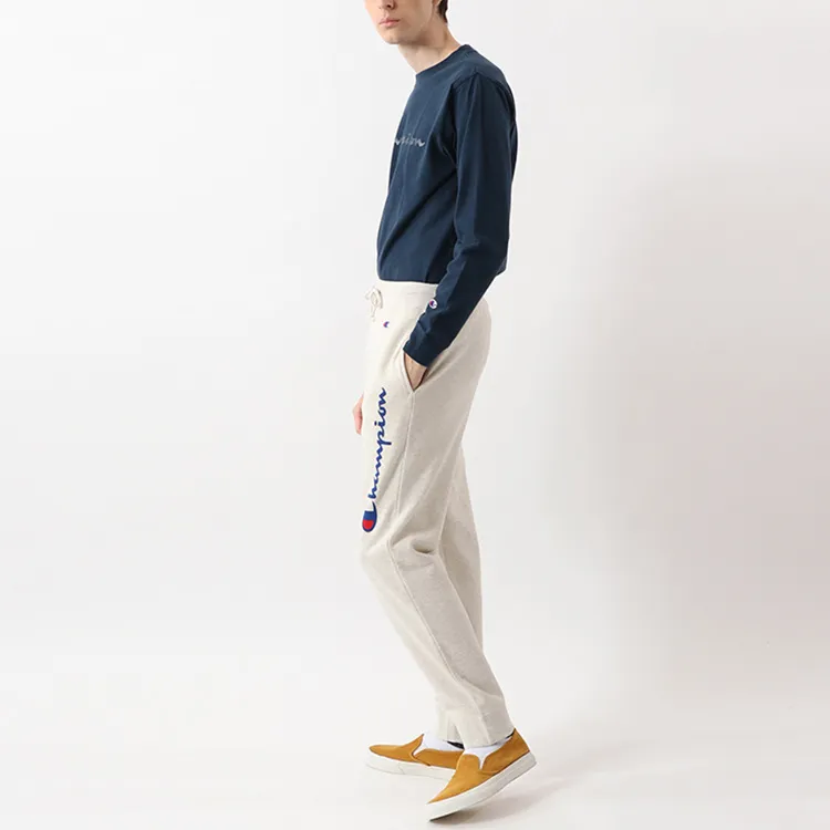 Champion Straight Sports Pants Japan Version Unisex Oatmeal White-4