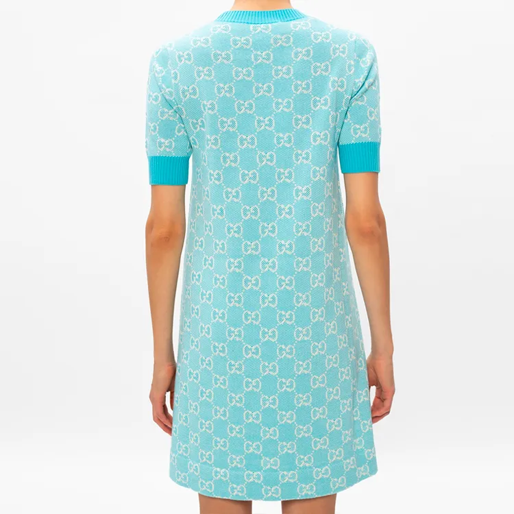 GUCCI Short Sleeved Dresses Women's Light Blue-1