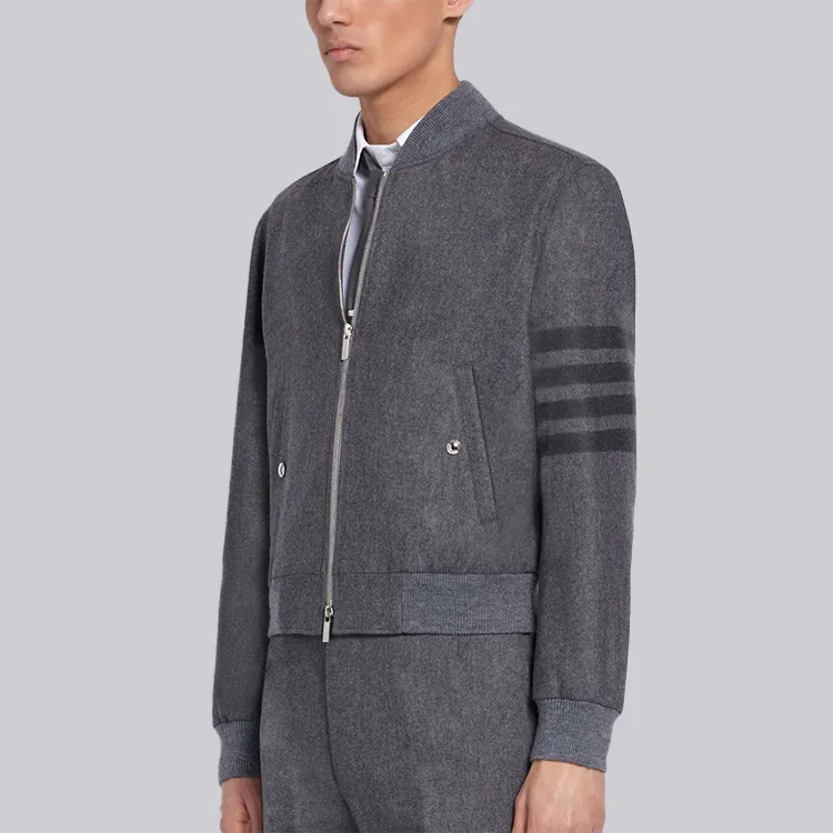 THOM BROWNE Tonal 4 Bar Flannel Blouson Jacket-2