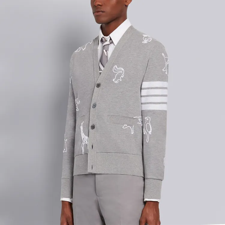 THOM BROWNE Knitwear Men Light Gray-4