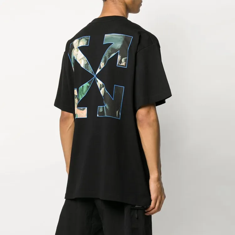 OFF WHITE Caravaggio Madonna Of The Rosary Painting Oversized T Shirt-3