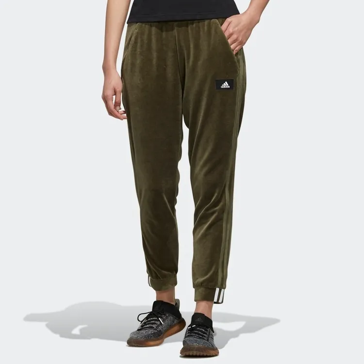 Adidas Knitted Sports Pants Women's Khaki Brown-4
