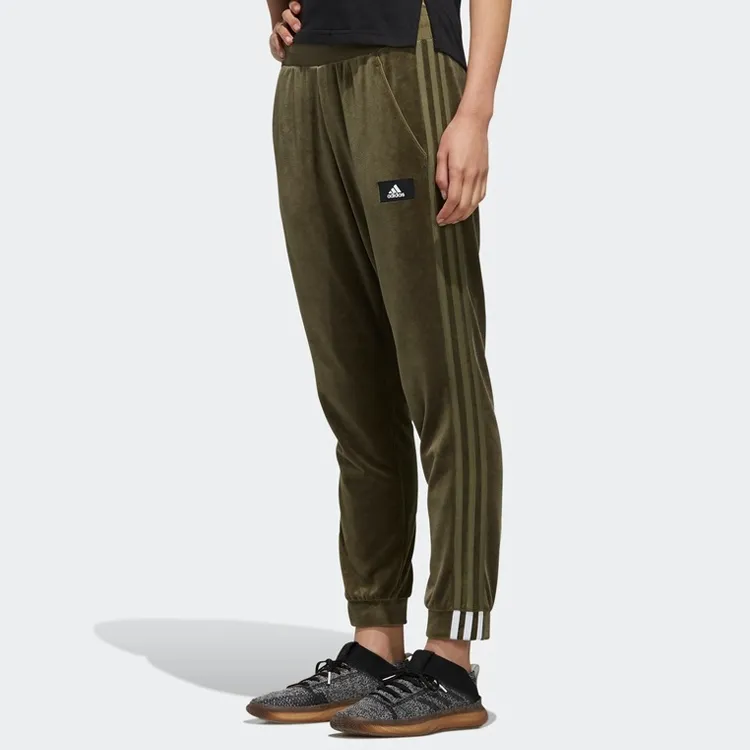 Adidas Knitted Sports Pants Women's Khaki Brown-3