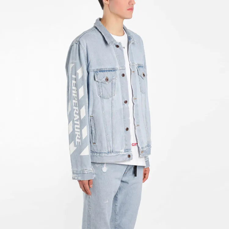 OFF WHITE Denim Jacket Regular Fit Men's Blue-4