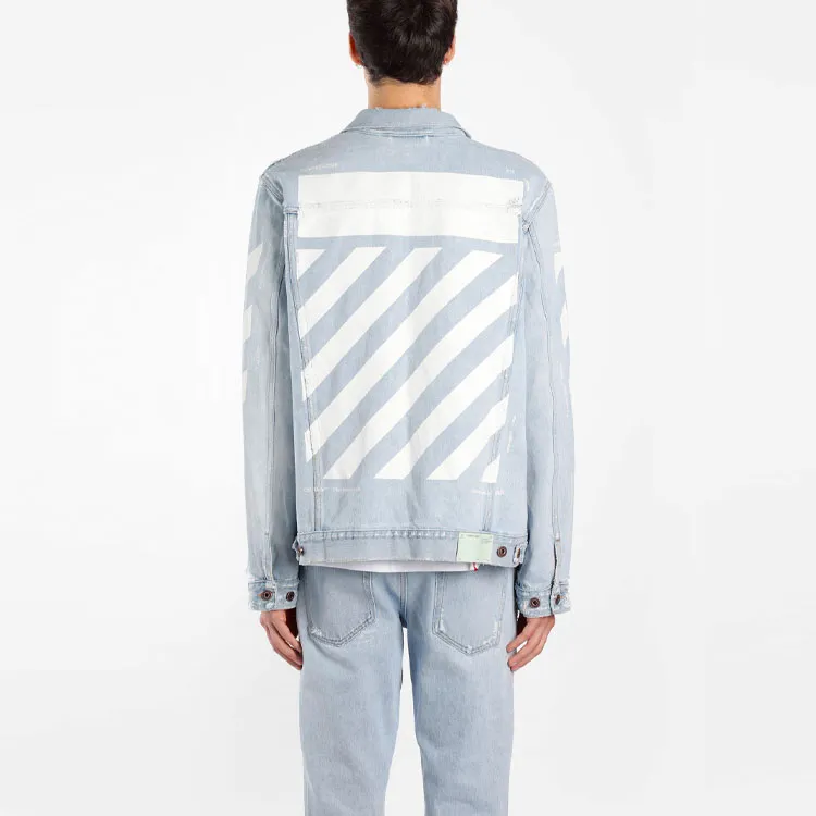 OFF WHITE Denim Jacket Regular Fit Men's Blue-3