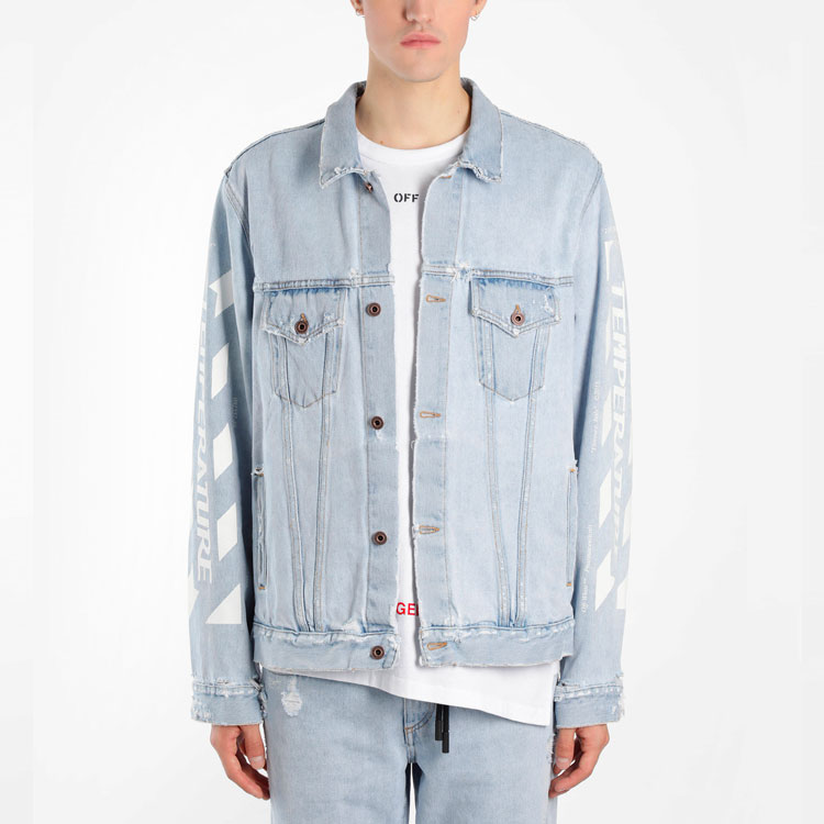 OFF WHITE Denim Jacket Regular Fit Men's Blue XL - POIZON