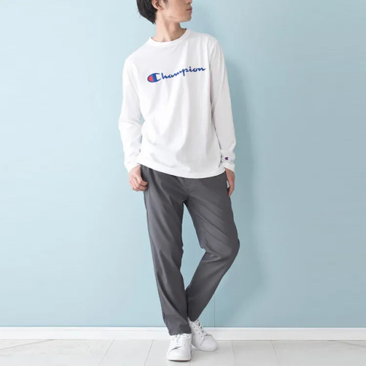 Champion Straight Long Sleeved T Shirt Japan Version Unisex White-3
