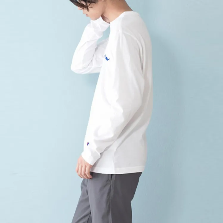 Champion Straight Long Sleeved T Shirt Japan Version Unisex White-5