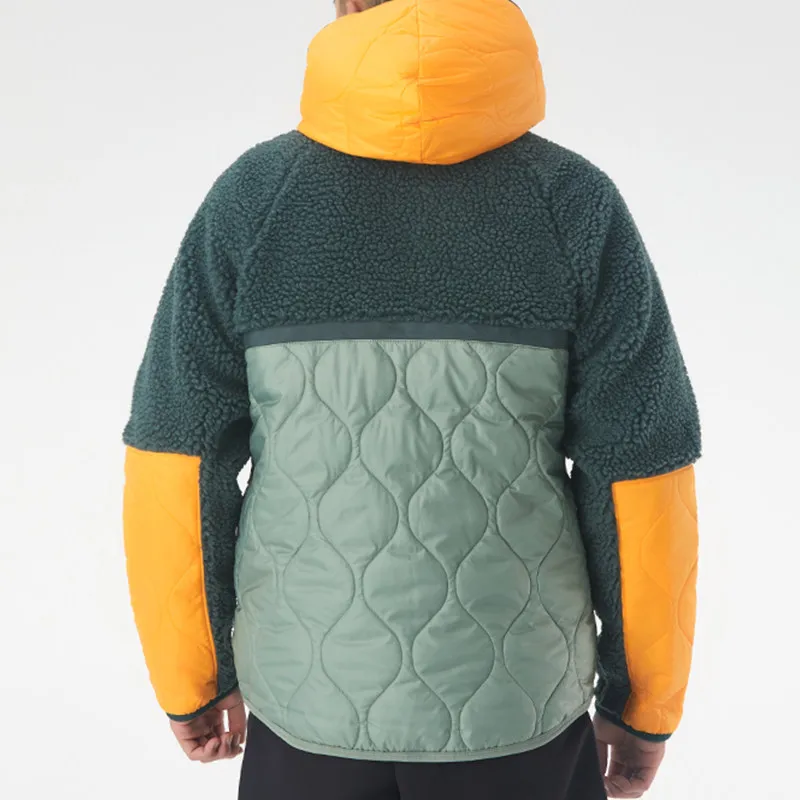 Nike Sportswear Heritage Patchwork Lamb Fleece Hooded Jacket 'Light Green/Yellow'-1