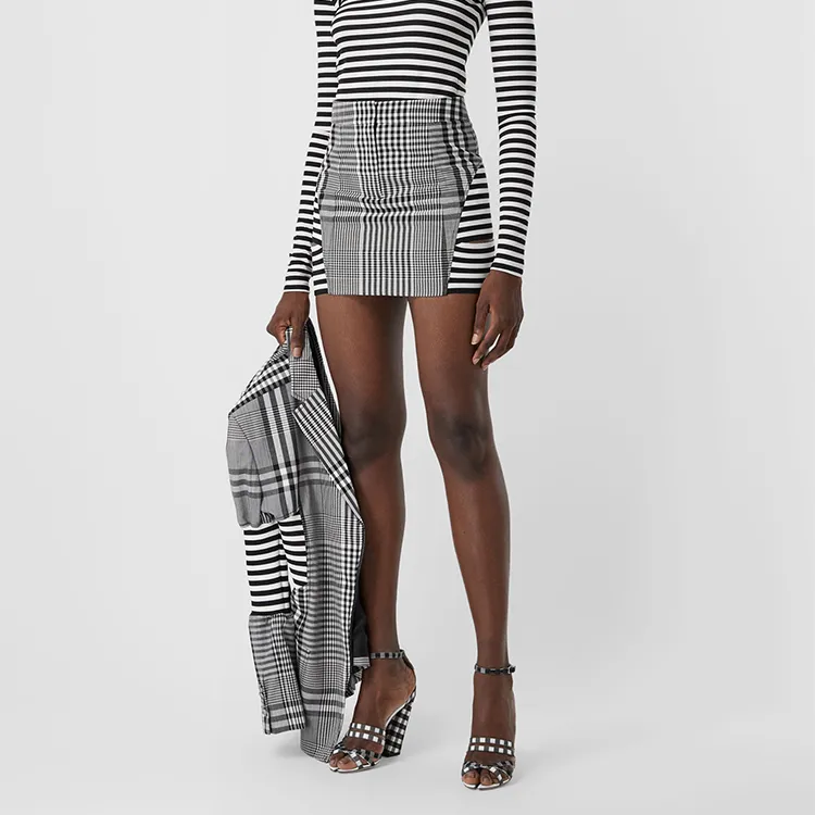 Burberry Leather Short Skirts Women's Black-3