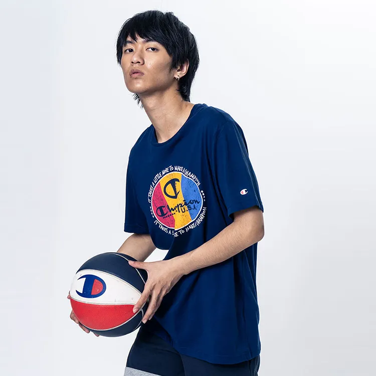 Champion Straight T Shirt Unisex Blue-2