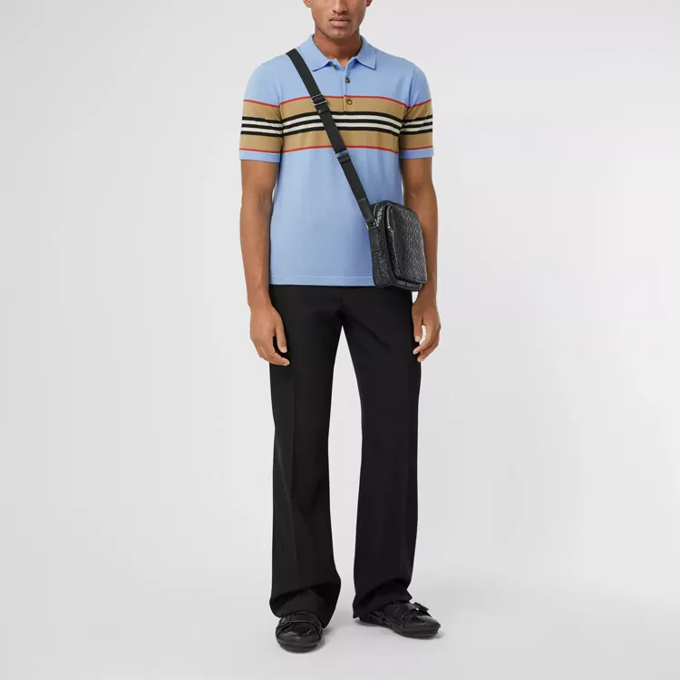 Burberry Polo Shirts Men Light Blue-3