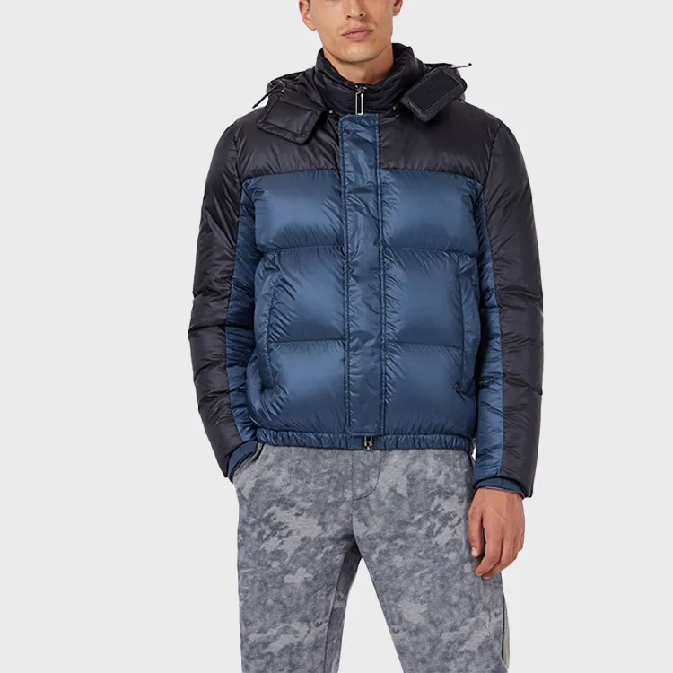 EMPORIO ARMANI Down Jacket Men's Blue Black Multicolor-2