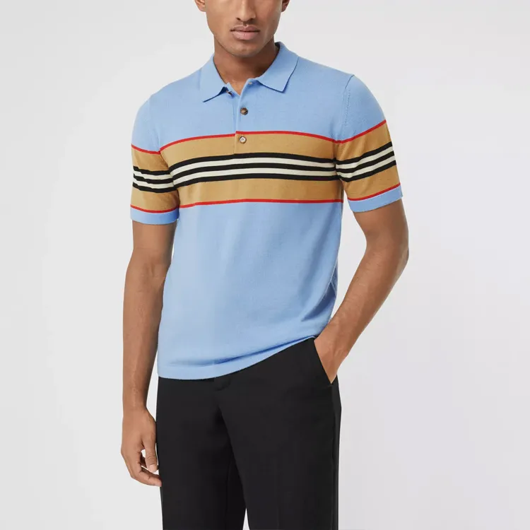 Burberry Polo Shirts Men Light Blue-1