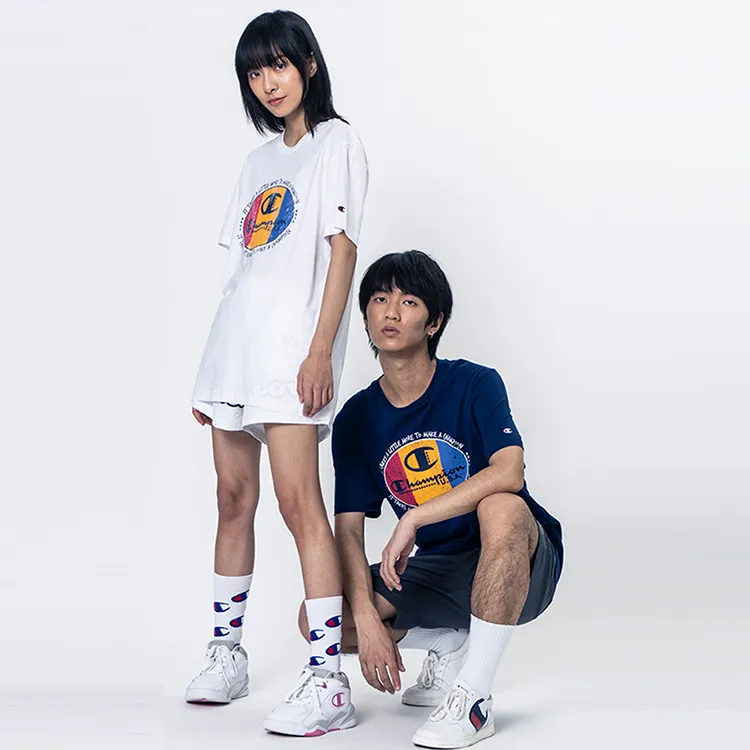 Champion Crew Neck Fitted Straight Short Sleeved T Shirt Unisex White-3