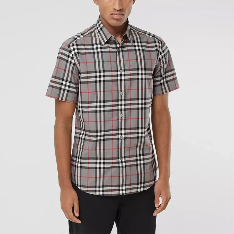 Burberry Shirts Men Gray-1