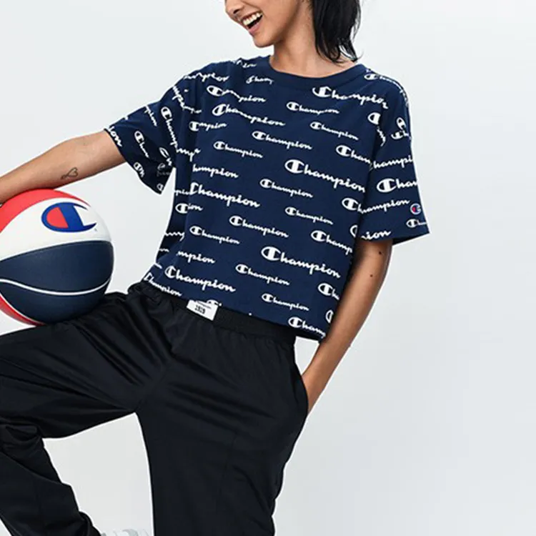 Champion T-Shirt Women's Navy Blue Japan Version-5