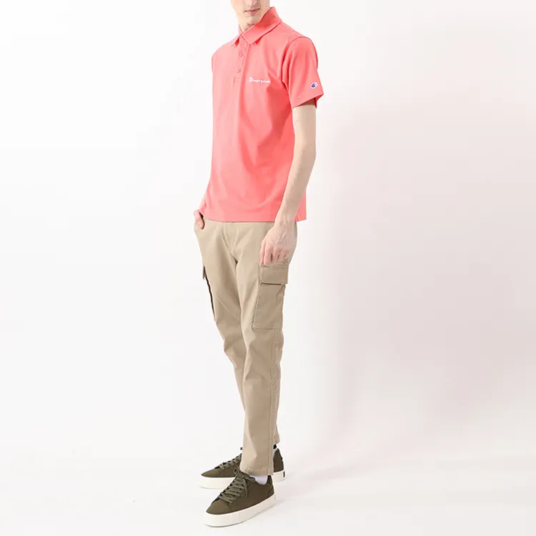 Champion Japanese Line Polo Shirts Men Pink-3