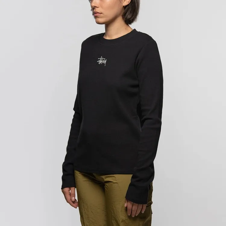 Stussy Baby Rib Long Sleeve Tee 'Black'-5