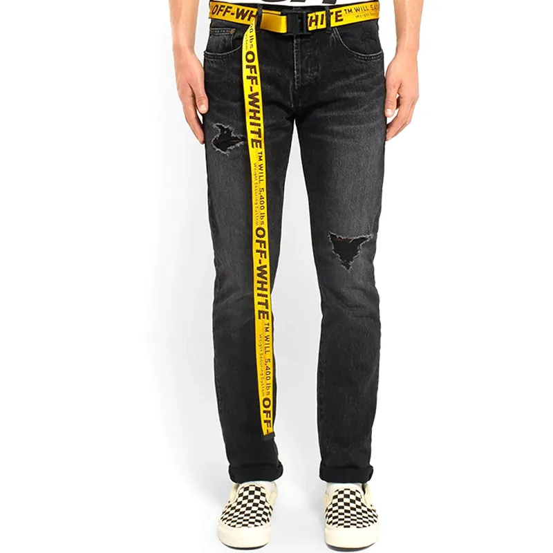 OFF-WHITE Leather Belts Unisex Bright Yellow-4