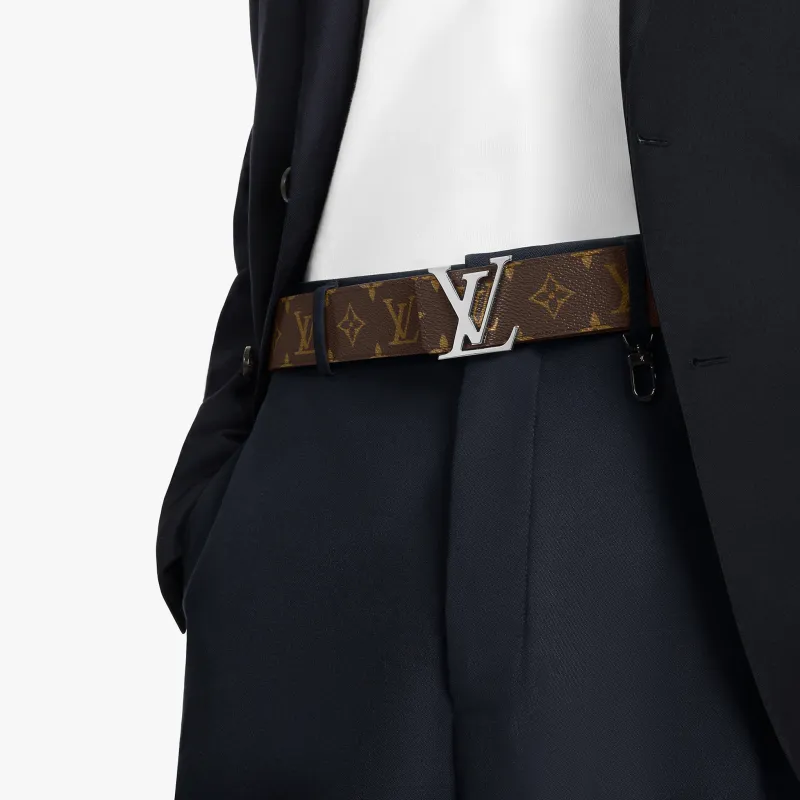 LOUIS VUITTON Lv Initiales Silver Buckle Reversible Belt Damier Graphite 40mm-3