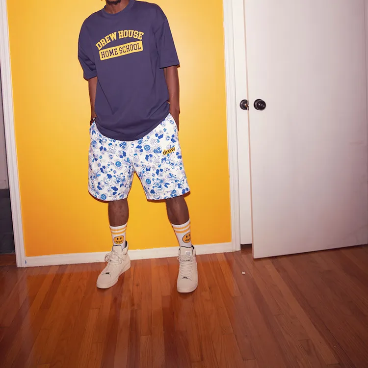Drew House Smiley Collection Sports Shorts Unisex Danube Blue-2