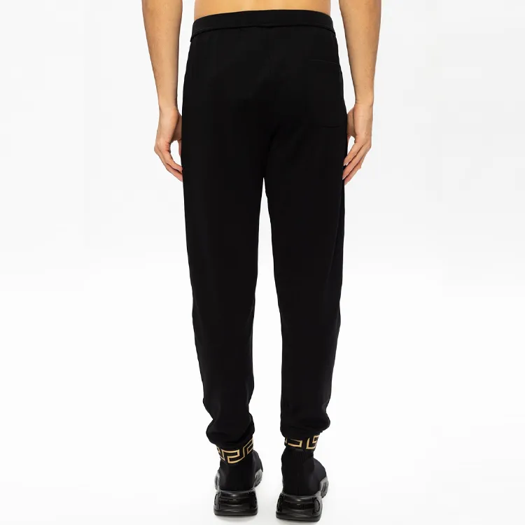 VERSACE Mens Greek Detail Drawstring Track Pants Black-4