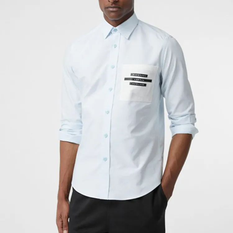 Burberry Shirts Men Sky Blue-2