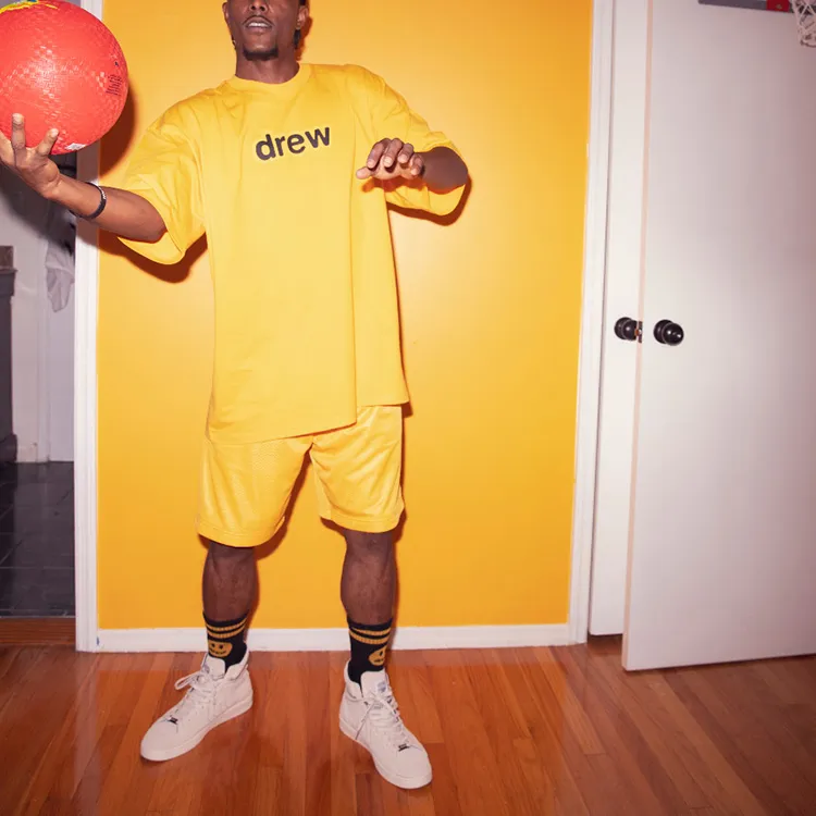 Drew House Letter Logo Series Casual Shorts Unisex Yellow-5