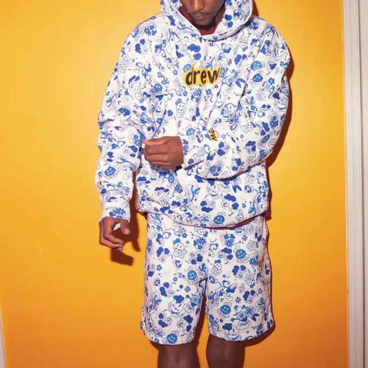 Drew House Smiley Collection Sweatshirts Unisex Blue-4
