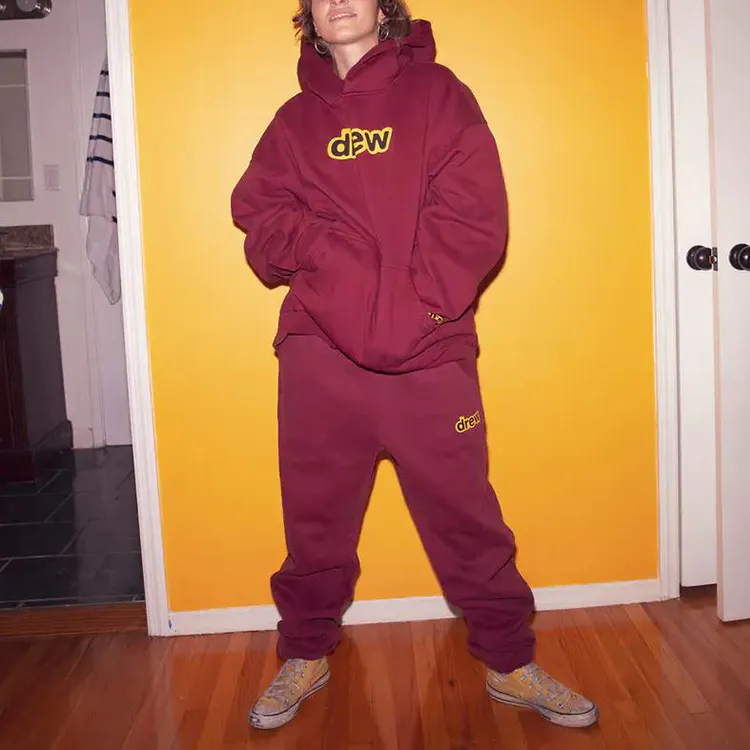 Drew House Letter Logo Series Sweatshirts Unisex Burgundy Red-3