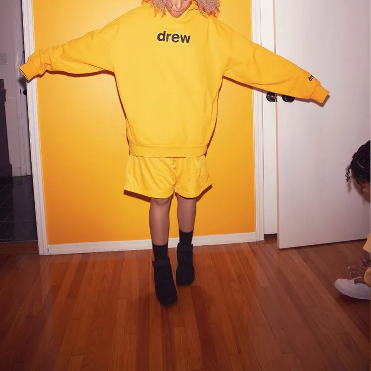 Drew House Letter Logo Series Casual Shorts Unisex Yellow-3