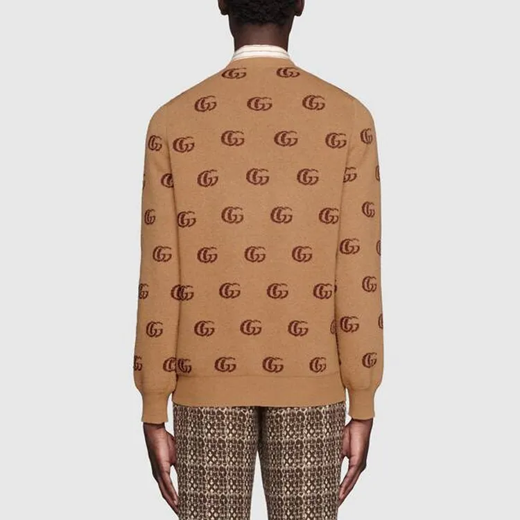 GUCCI Double G Jacquard Wool V neck Jumper-2