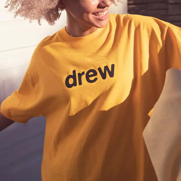 Drew House Letter Logo Series T Shirts Unisex Yellow-6