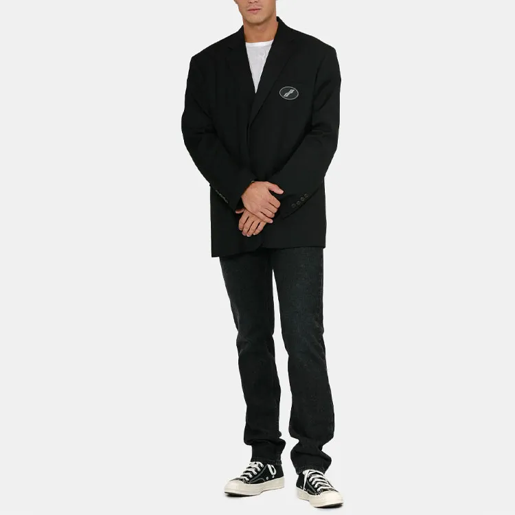 WE11DONE Oversized Suit Logo patch Blazer-2