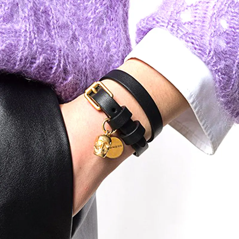 Alexander McQueen Double wrap Skull charm Bracelet-2