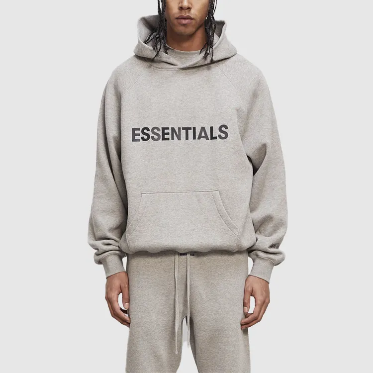 Fear Of God Essentials 3D Silicon Applique Pullover Hoodie Oatmeal Heather-1