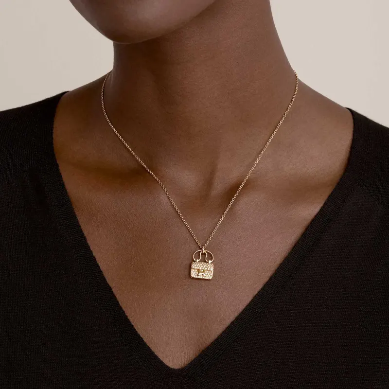 HERMES Constance Amulette 18K Rose Gold / Diamond Necklaces Women's Rose Gold-5