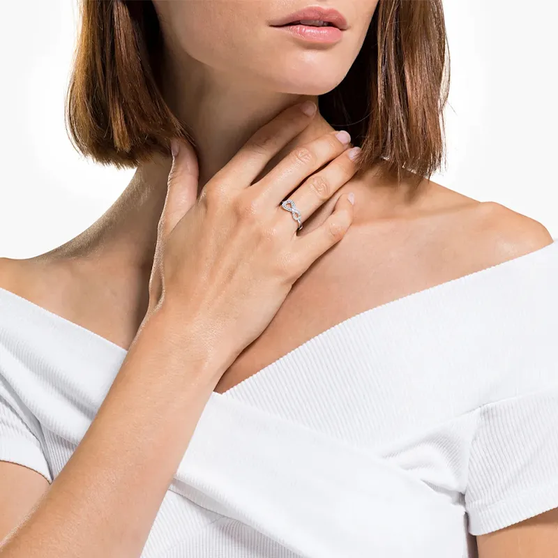 Swarovski Infinity Rhodium Plated Rings Women's White-3