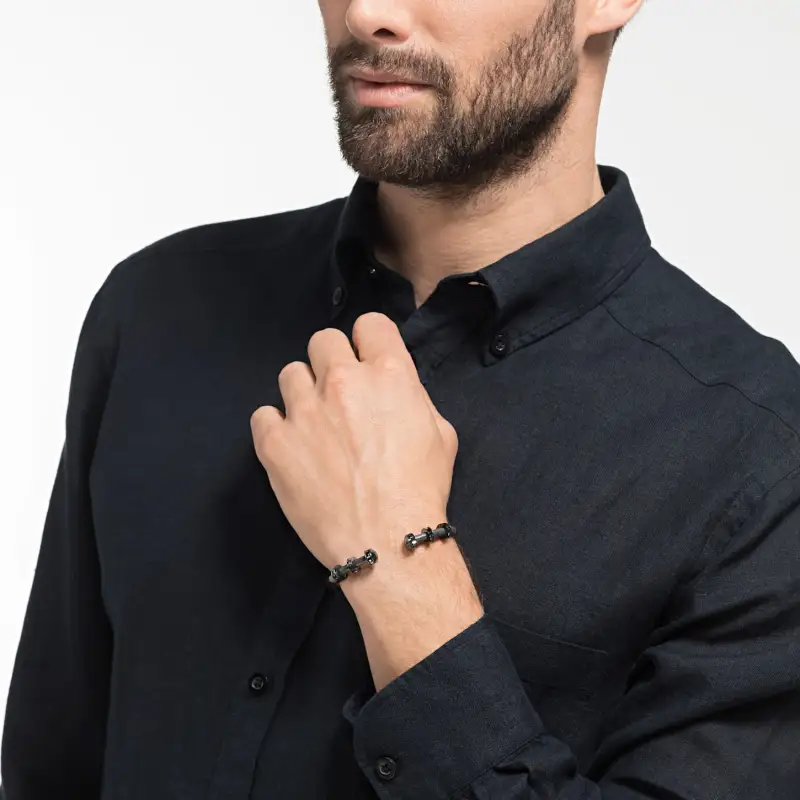 Swarovski PVD Metal Bangles Men's Black-2
