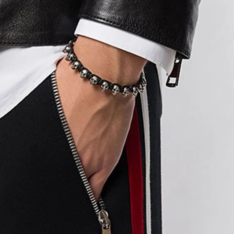 Alexander McQueen Skull Woven Bracelet-2