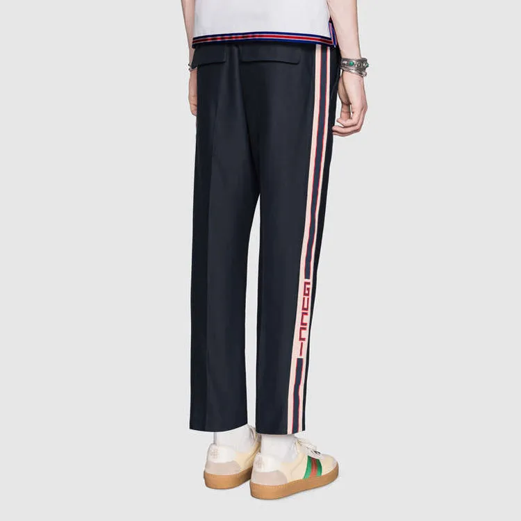 GUCCI Knitted Sports Pants Men's Dark Blue-5